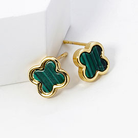 Gold Dipped Quatrefoil Stud Earrings