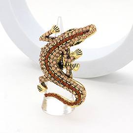 Rhinestone Paved Alligator Pointed Stretch Ring