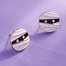 Enamel Mummy Face Stud Earrings