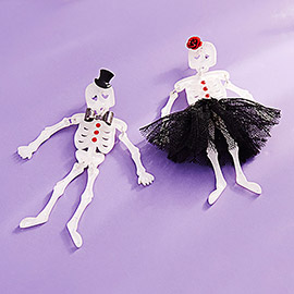 Halloween Mr Mrs Skeleton Dangle Earrings
