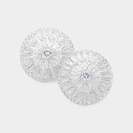 CZ Stone Embellished Round Evening Earrings