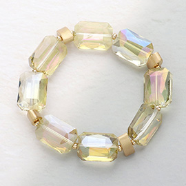 Rectangle Pebble Beaded Stretchable Bracelet