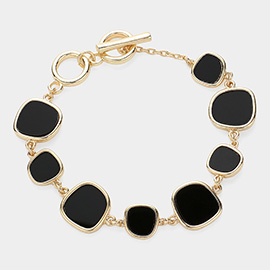 Onyx Pebble Link Toggle Bracelet