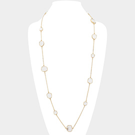 Mother Of Pearl Pebble Link Station Long Necklace