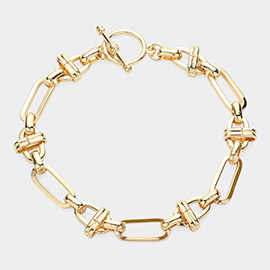 Abstract Metal Chain Toggle Bracelet
