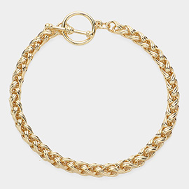 Metal Braided Chain Toggle Bracelet