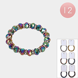 12PCS - Faceted Beaded Stretch Bracelets