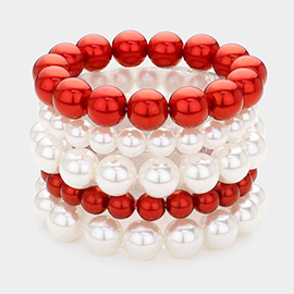 5PCS - Pearl Multi Layered Stretch Bracelets