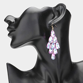 Teardrop Faceted Stone Chandelier Dangle Earrings