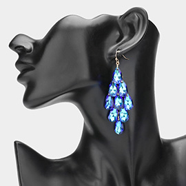 Teardrop Faceted Stone Chandelier Dangle Earrings