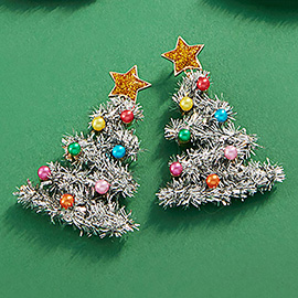 Tinsel Christmas Tree Earrings