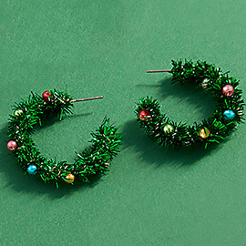 Christmas Tinsel Hoop Earrings