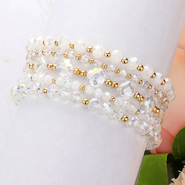 5PCS - Faceted Beaded Multi Layered Stretch Bracelets