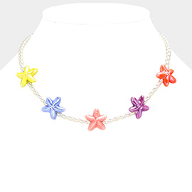Starfish Charm Station Pearl Necklace