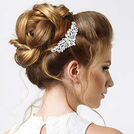 Marquise Stone Accented Flower Pointe Hair Comb