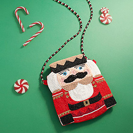 Christmas Nutcracker Beaded Mini Crossbody Bag