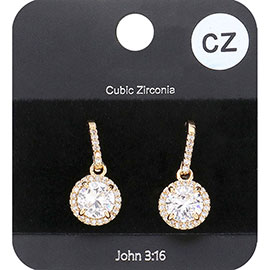 Round CZ Stone Dangle Earrings