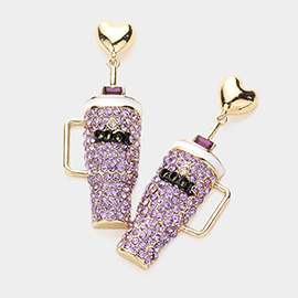 Bling Studded Cool Tumbler Dangle Earrings