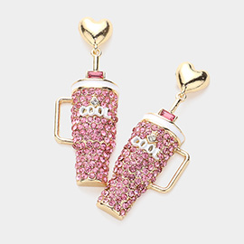 Bling Studded Cool Tumbler Dangle Earrings