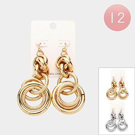 12Paris - Metal Hoop Link Dangle Earrings