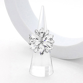 Marquise Glass Stone Cluster Flower Stretch Ring