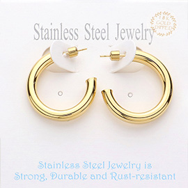 18K Gold Dipped Stainless Steel Hoop Earrings