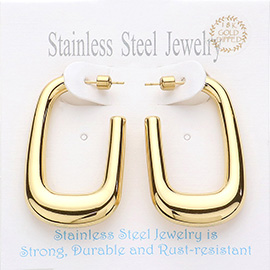 18K Gold Dipped Stainless Steel Rectangle Hoop Earrings