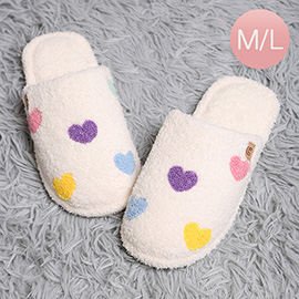 Hearts Embroidered Soft Home Indoor Floor Slippers
