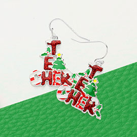 Enamel Christmas Teacher Message Dangle Earrings