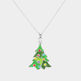 Enamel Christmas Tree Pendant Necklace