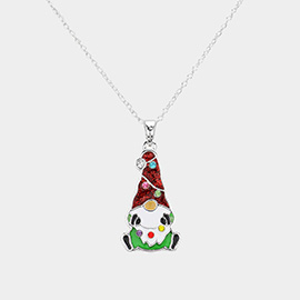 Enamel Christmas Dwarf Pendant Necklace