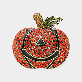 Stone Paved Halloween Pumpkin Pin Brooch