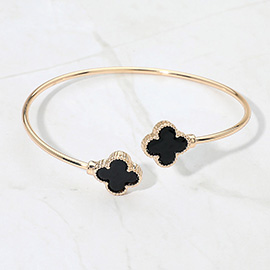 Enamel Quatrefoil Tip Cuff Bracelet