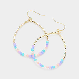 Faceted Beaded Open Teardrop Dangle Earrings