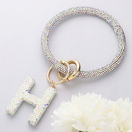 -H- Bling Studded Monogram Charm Bracelet Keychain
