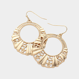 Abstract Ethnic Cut Out Round Dangle Earrings