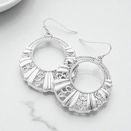 Abstract Ethnic Cut Out Round Dangle Earrings