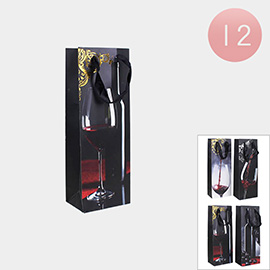 12PCS - Wine Glass Printed Wind Gift Bags