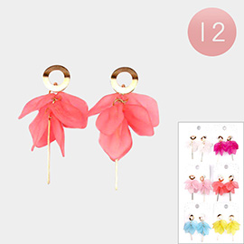12Pairs - Abstract Petal Dangle Earrings