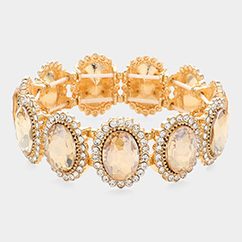 Crystal Rhinestone Oval Stretch Evening Bracelet