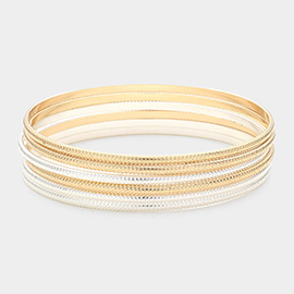 6PCS - Textured Metal Multi Layered Bangle Bracelets