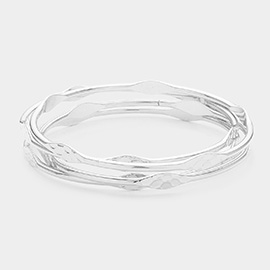 4PCS - Textured Metal Pointed Multi Layered Bangle Bracelets