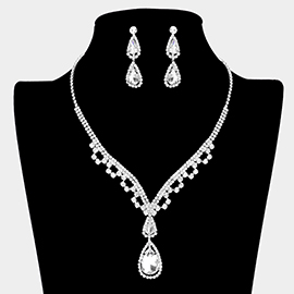 Teardrop Stone Pointed Rhinestone Paved Necklace