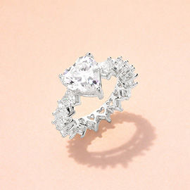 Heart Stone Cushion Pointed Ring