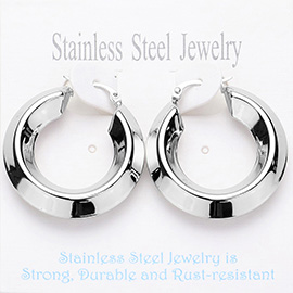 Stainless Steel Hoop Pin Catch Earrings