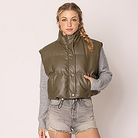 Faux Leather Padded Vest