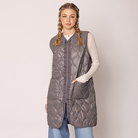 Solid Quilted Long Vest