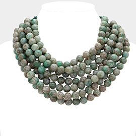 Chunky Acrylic Beaded Multi Layered Faux Leather Magnetic Necklace