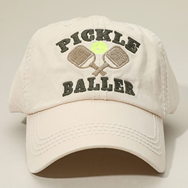 Pickleball Pickle Baller Message Vintage Baseball Cap