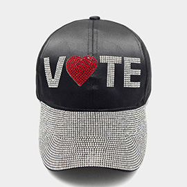 Vote Message Rhinestone Embellished Baseball Cap